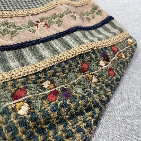 VTG Paul Harris Floral Embroidered Vest Womens M Patchwork Stripe Boho Cottage - Picture 7 of 11